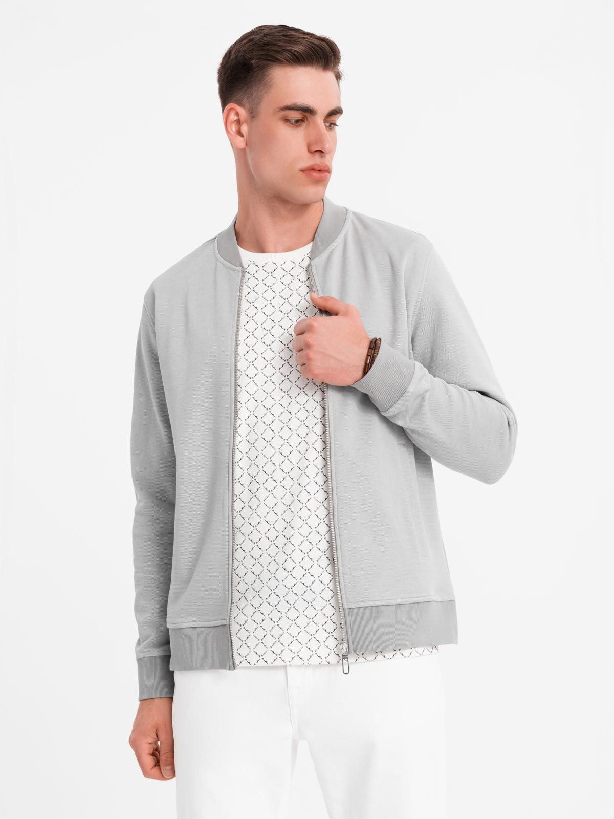 OMBRE Sweatjacke Bomberjacke aus Piqué-Strick für Männer