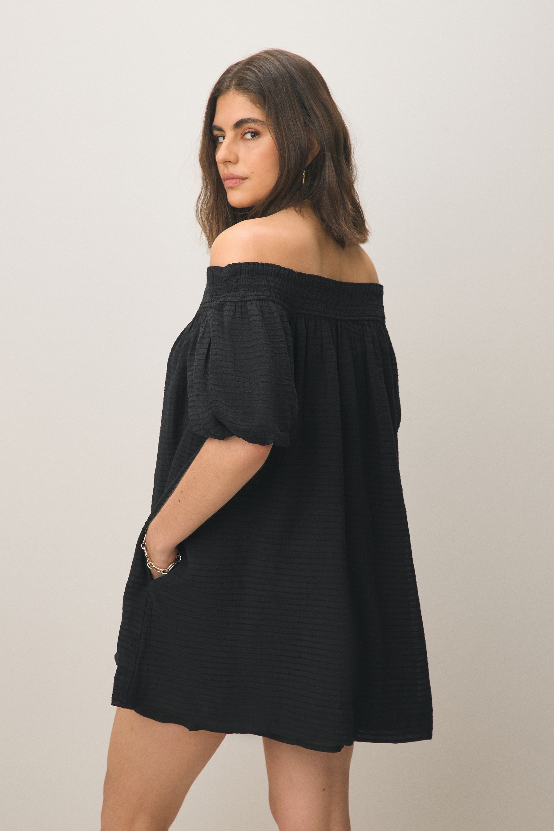 Next Bandeaukleid Strukturiertes Bandeau-Minikleid in Knitteroptik günstig online kaufen