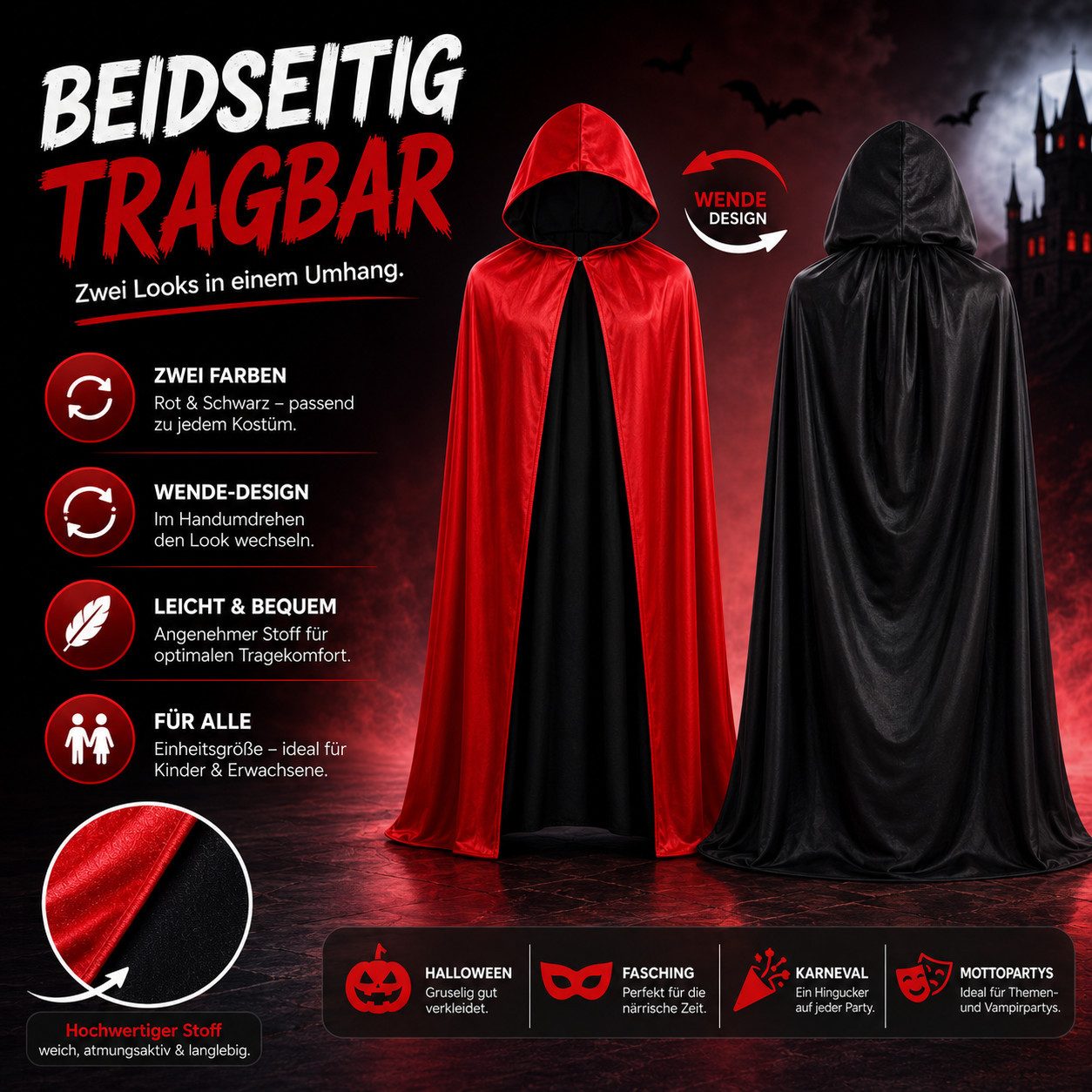 Costumed Umhang Umhang Vampir Kostüm Umhang Halloween Kostüm Herren
