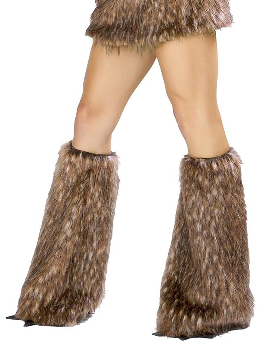 J Valentine Kostüm Tedybär Legwarmer, Dichte, flauschige Fellstulpen in braun