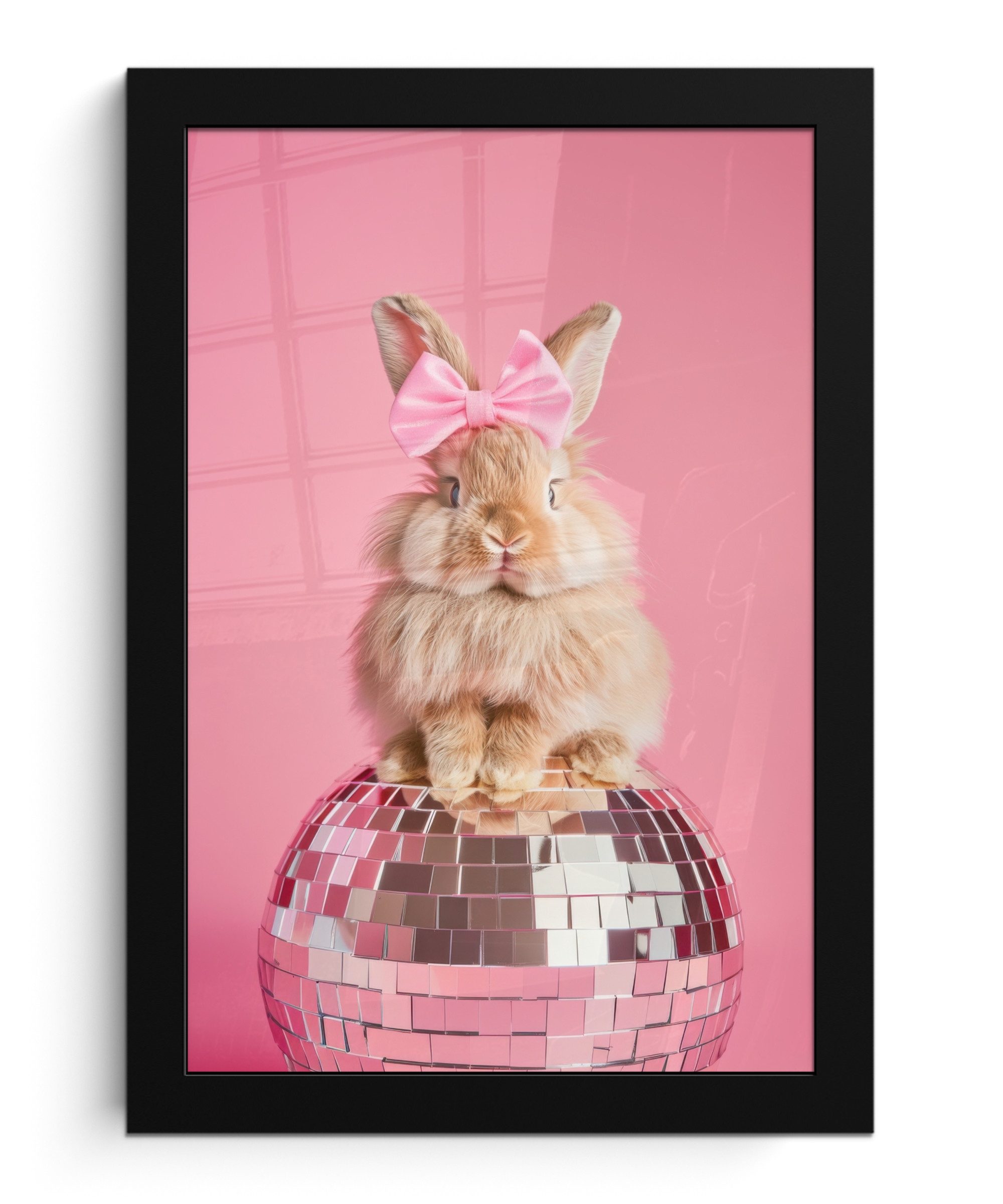 MuchoWow Poster Schleife - Discoball - Kaninchen, (1 St), Bilderrahmen, Zim günstig online kaufen