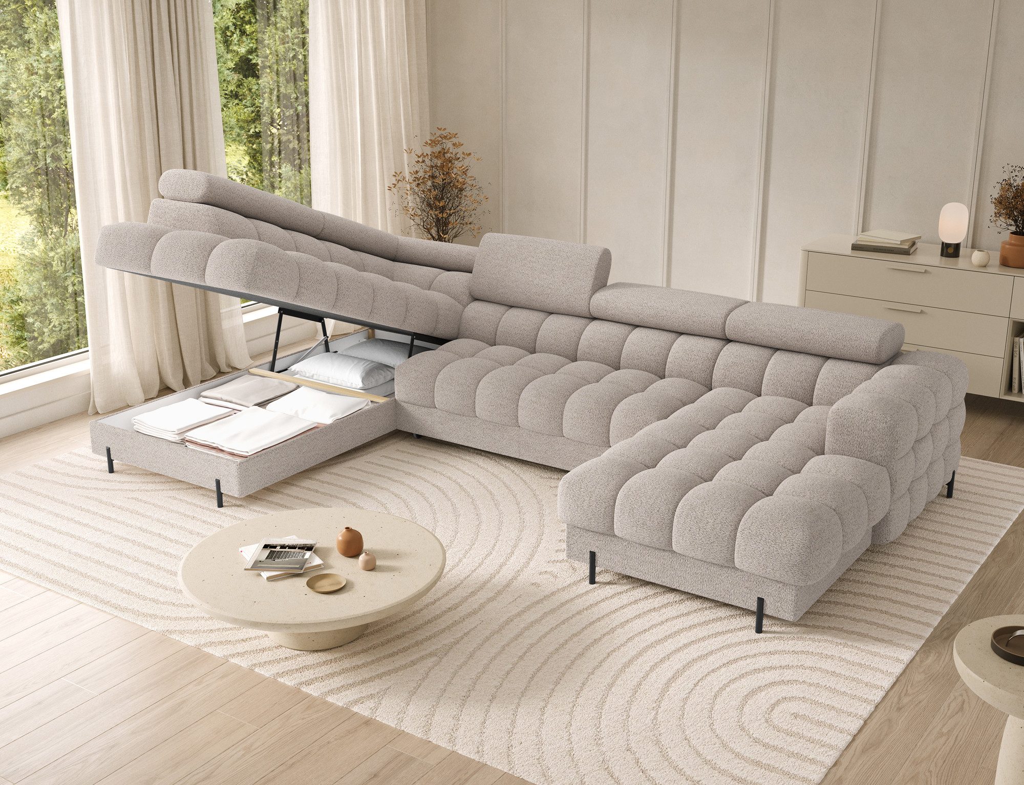 Lukas Möbel Wohnlandschaft Deisgner XXL-Sofa in U-Form Falco mit Schlaffunk günstig online kaufen