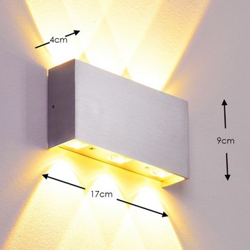 hofstein Wandleuchte »Agira« moderne Wandlampe für den Innen- und Außenbereich aus Metall, 3000 Kelvin, AußenMetall in Alufarben, mit Up&Down-Effekt, 1 Watt, 480 Lumen, IP54