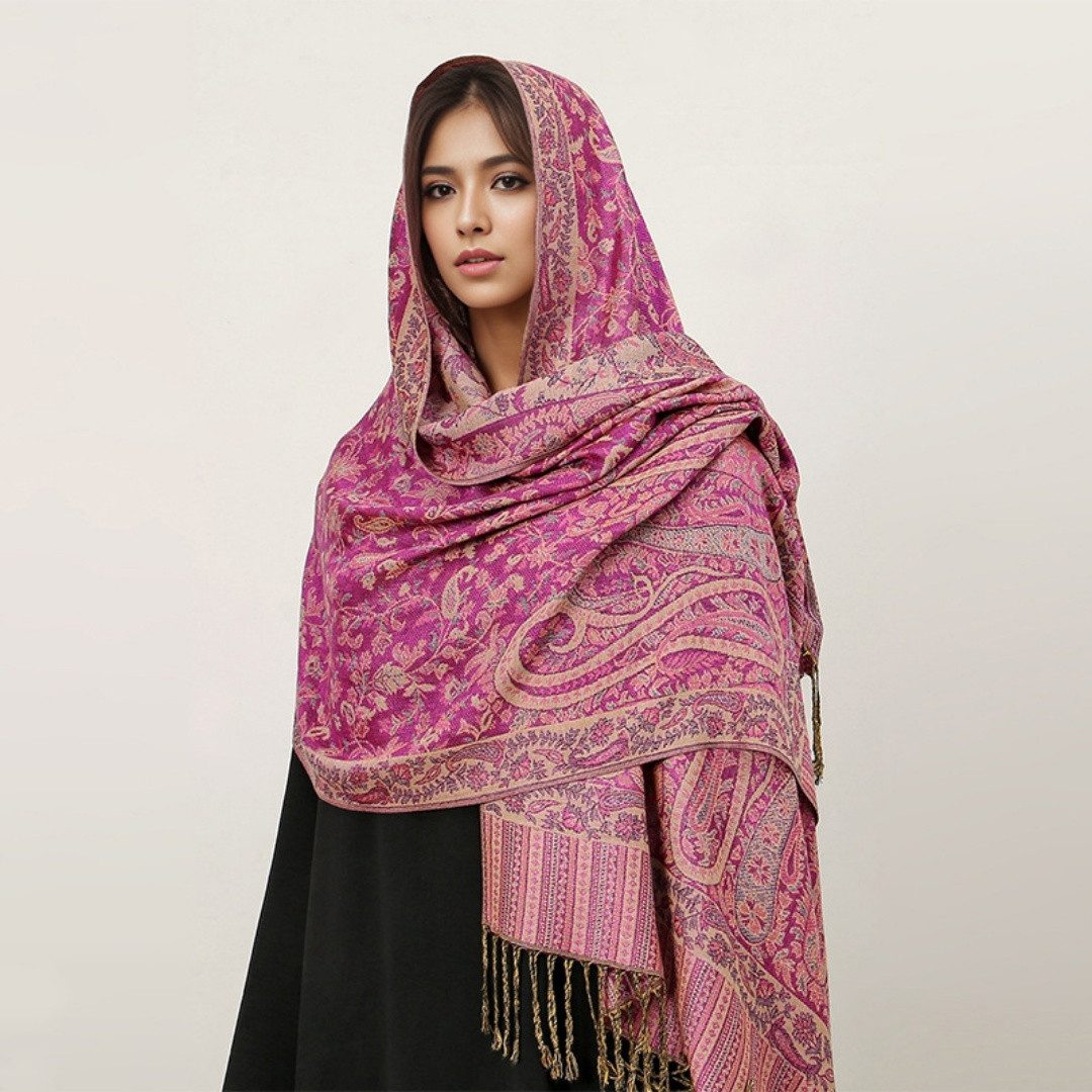 nsihing Modeschal Warmer Schal für Damen, Weiches Tuch in Kaschmir-Optik, Lange, große warme Stola mit Quasten für Herbst und Winter – Bild 2 von 3
