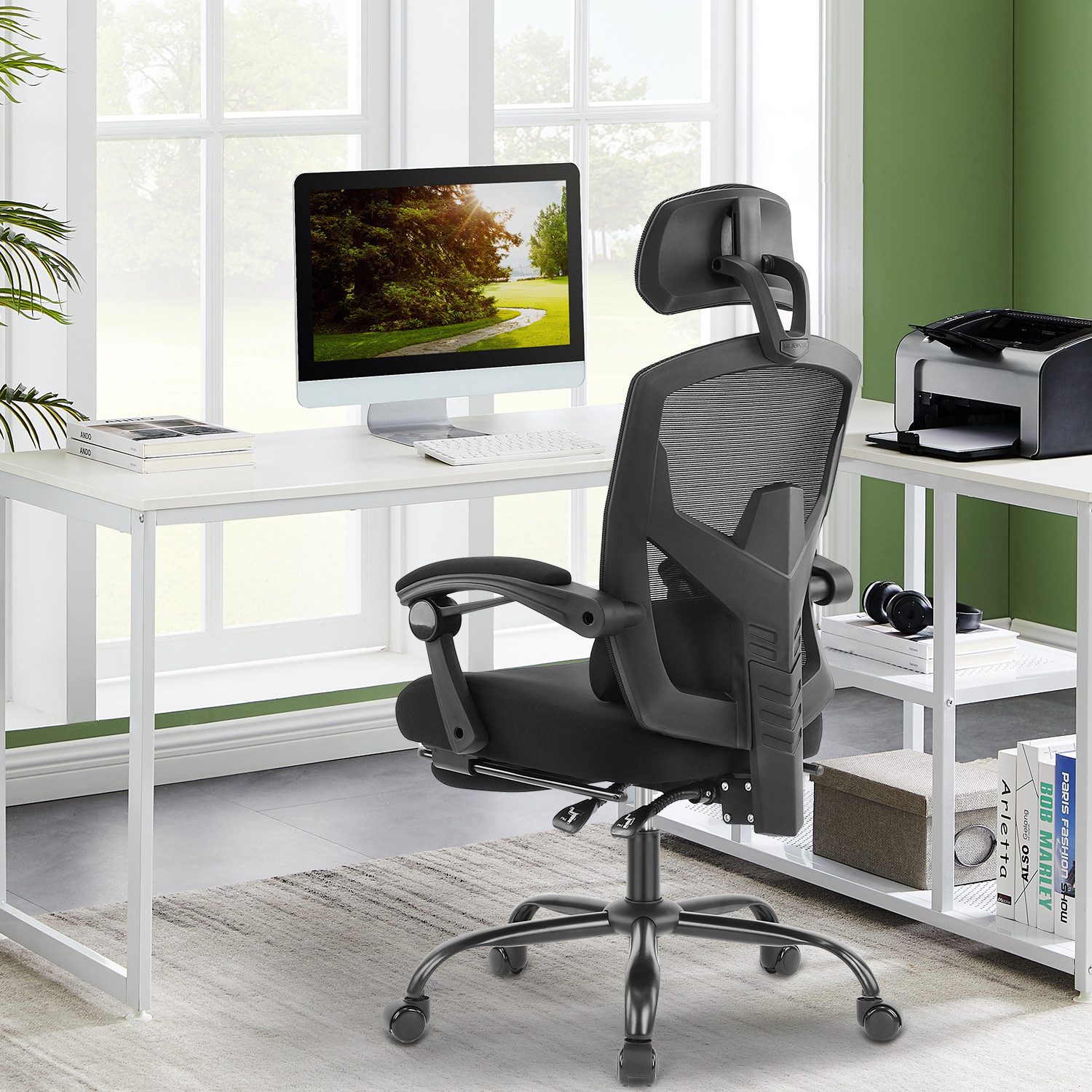 DUMOS Bürostuhl Ergonomisch Schreibtischstuhl Komfortarmlehnen Fußstütze günstig online kaufen