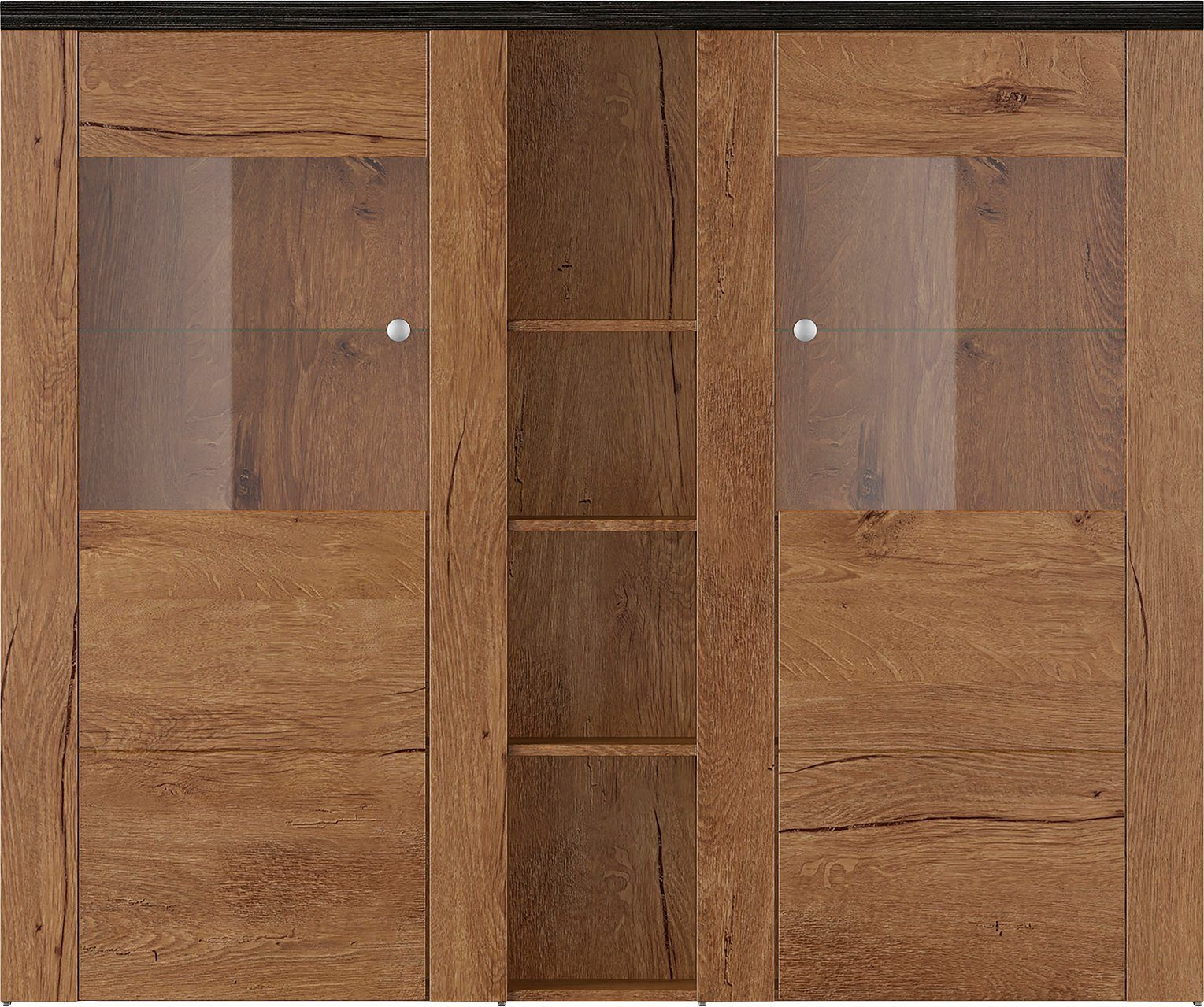 Home affaire Highboard Larona, zeitlose Hochkommode mit 2 Türen, Türkommode, Höhe 129,5 cm, Anrichte mit dekorative Rahmenoptik, Türen mit Glaseinsatz