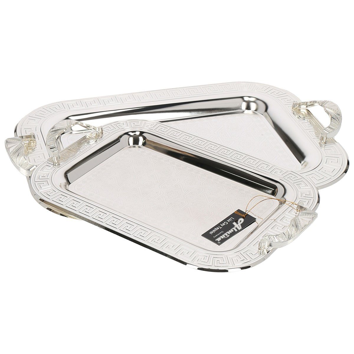 Almina Tablett 2-Teilig Gold/Silber Metallbrett Servierttablett aus Edelstahl 18/10, (2-tlg)