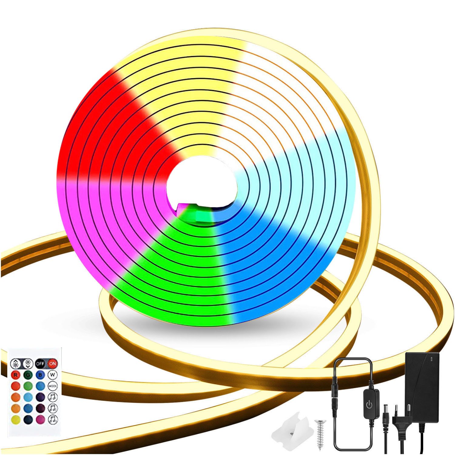 oyajia LED Stripe 5m LED Neon Strip, 12V RGB LED Lichtband, mit WIFI-Controller, Musik Sync Farbwechsel LED Strip für Alexa und Google Assistant