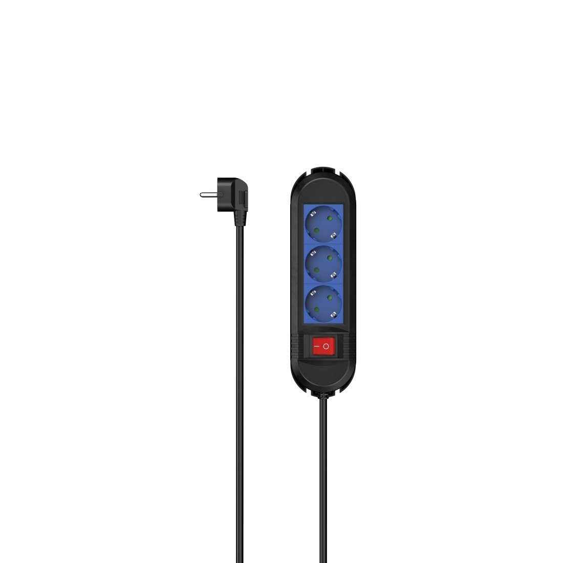 Hama Steckdosenleiste 3 fach mit Schalter, zum Aufhängen, Wandmontage Steckdosenleiste 3-fach (Ein- / Ausschalter, Schalterbeleuchtung, Schutzkontaktkupplung, Kabellänge 1,5 m), Mehrfachsteckdose, 1,5 m, Kunststoff, Kabelmanagement