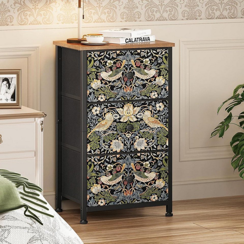 LuxusKollektion Kommode Kommode Stoffschubladen Erdbeer 42T x 30B x 72H cm (3 Schubladen)