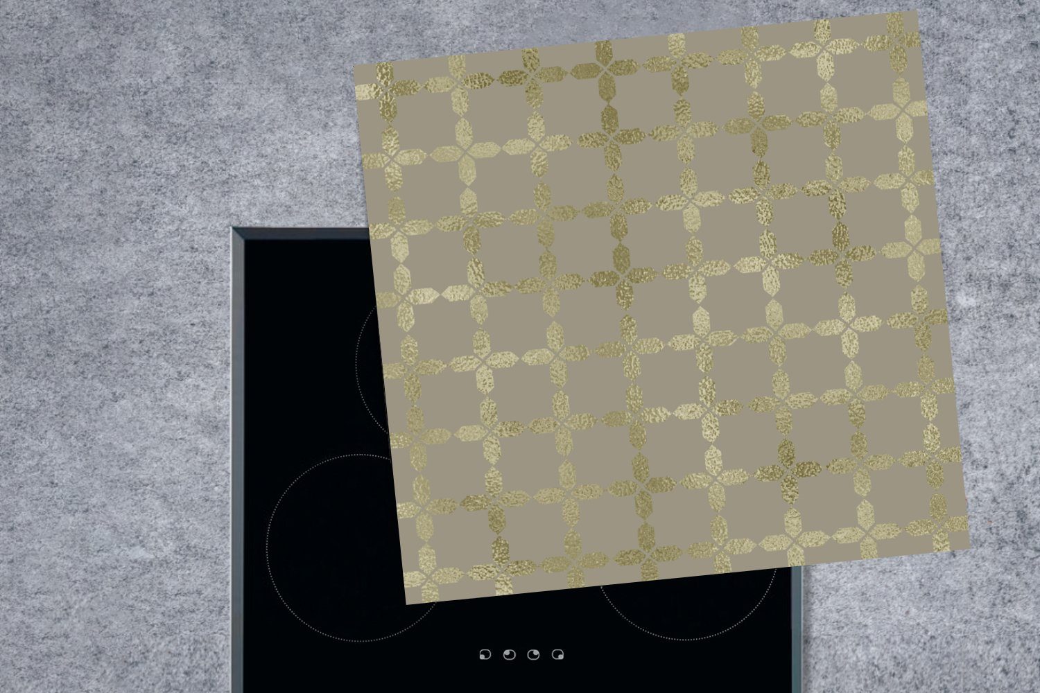 78x78 Gold, Luxus für Herdblende-/Abdeckplatte (1 küche - tlg), Arbeitsplatte MuchoWow - Vinyl, Muster cm, Ceranfeldabdeckung,