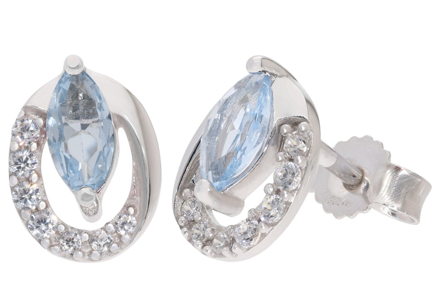 trendor Paar Ohrstecker Damen-Weißgold 333 / 8Kmit Aquamarin