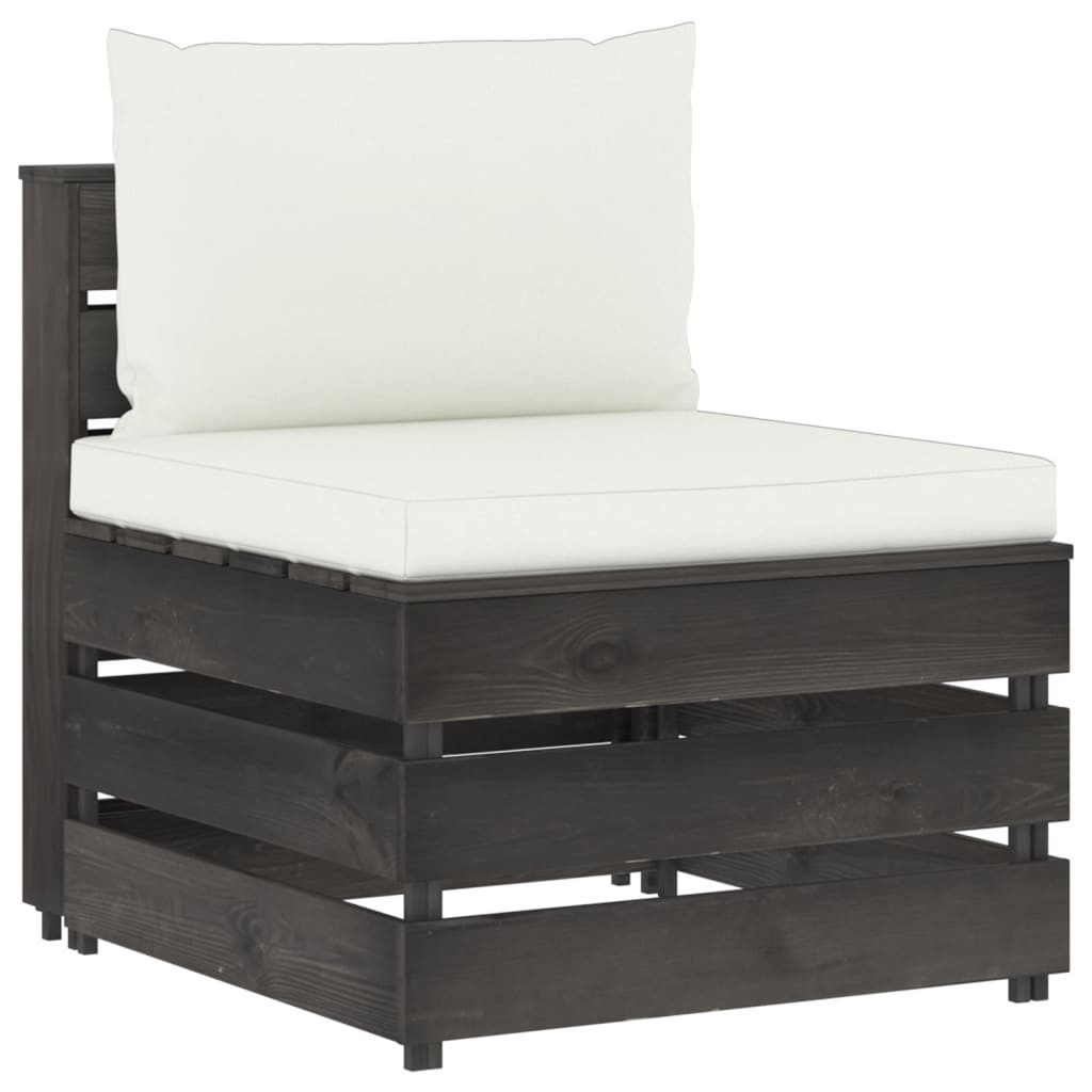 vidaXL Sofaelement Modulares Mittelsofa mit Kissen Grau Imprägniertes Holz (1 St)