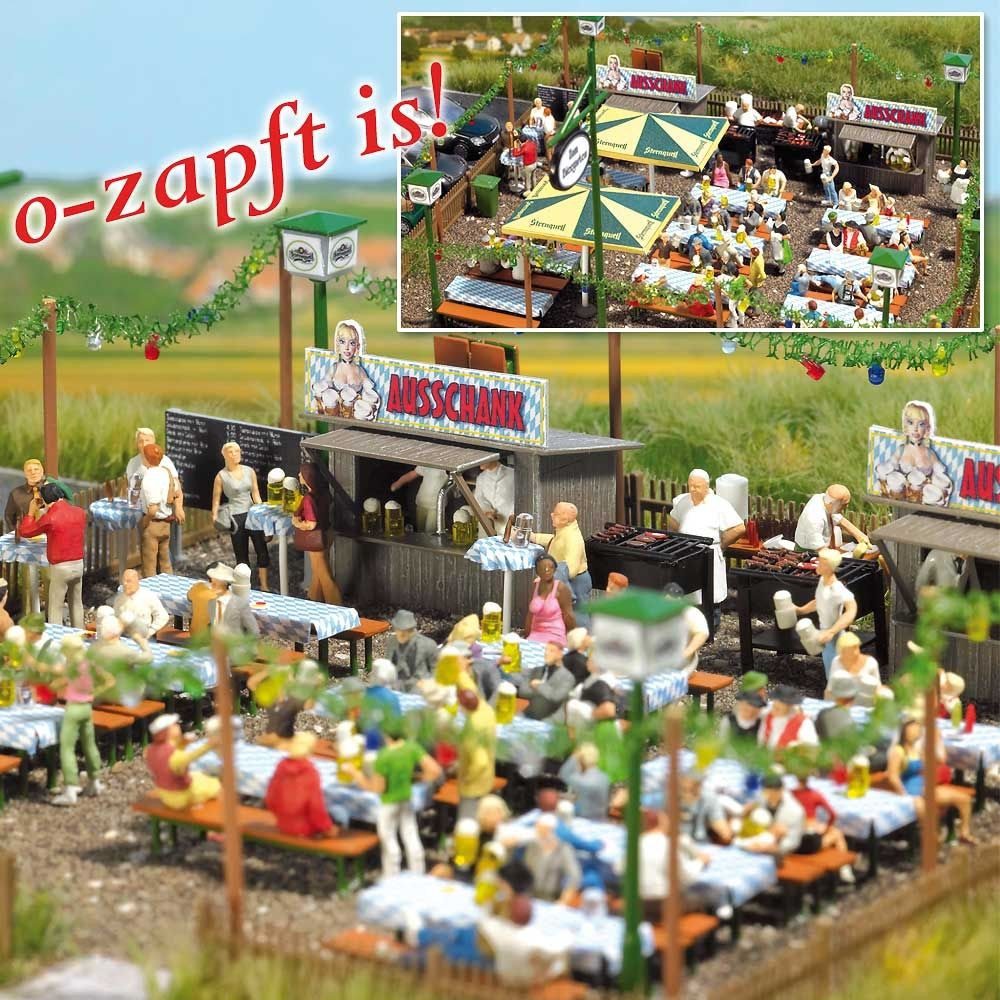 Busch Модель залізничної будівлі Busch H0 1046 Gebäude-Bausatz "Biergarten" mit vielen Decals, Spur H0