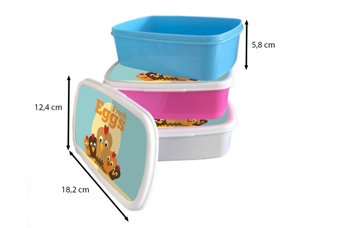 Kunststoff, für Kunststoff rosa Erwachsene, - Bauernhof Hühner Brotbox (2-tlg), Snackbox, - Lunchbox Brotdose Zitate, Kinder, Mädchen, MuchoWow