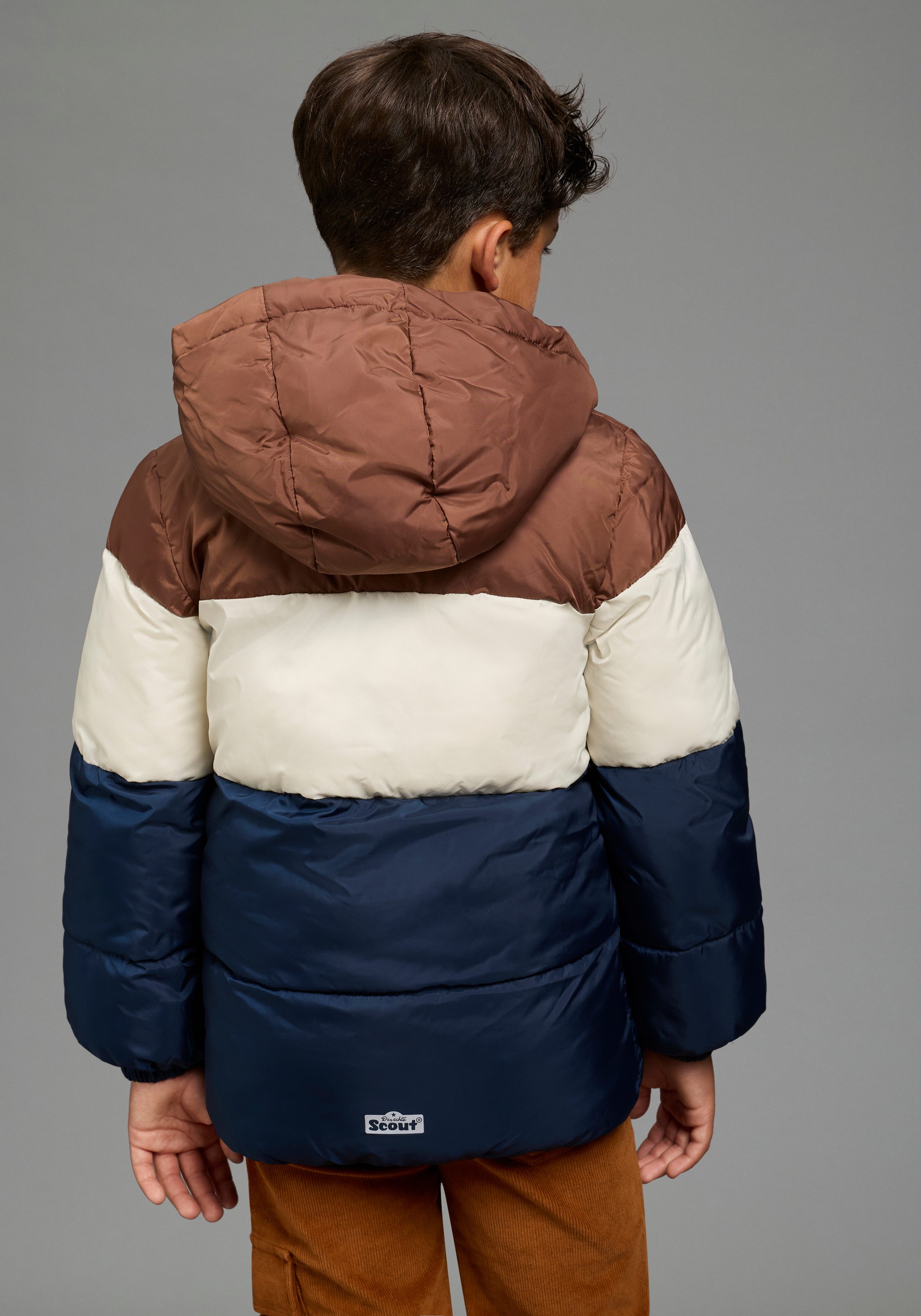 Scout Winterjacke Winterjacke Colorblocking - NEU von SCOUT mit Kapuze, abnehmbar, innen mit Fleece gefüttert