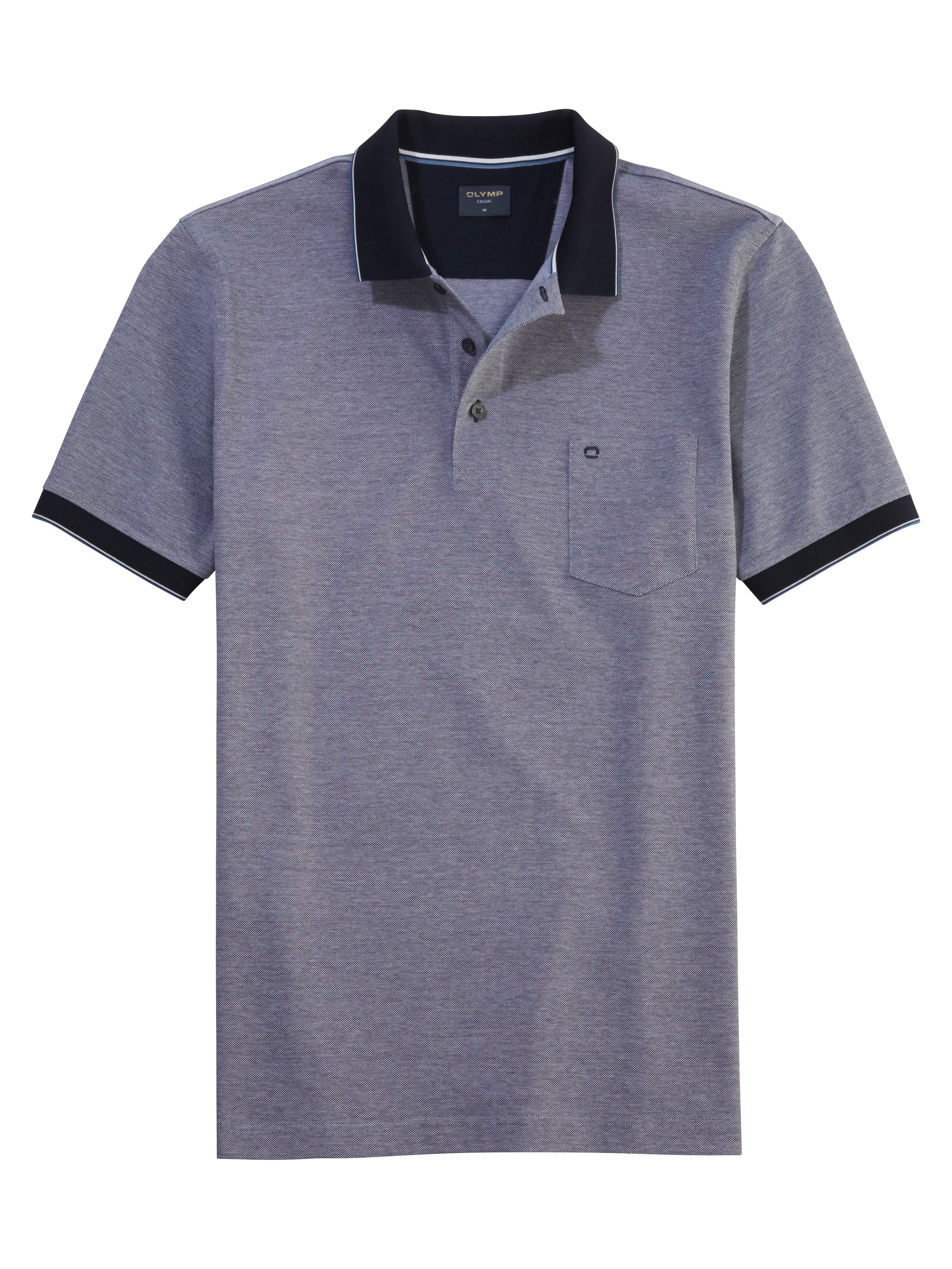 OLYMP Poloshirt Casual Two-Tone Piqué, Seitenschlitzen im Saum – Bild 2 von 2