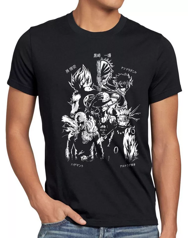 style3 T-Shirt Anime Heroes one piece dragonball one punch man manga japan