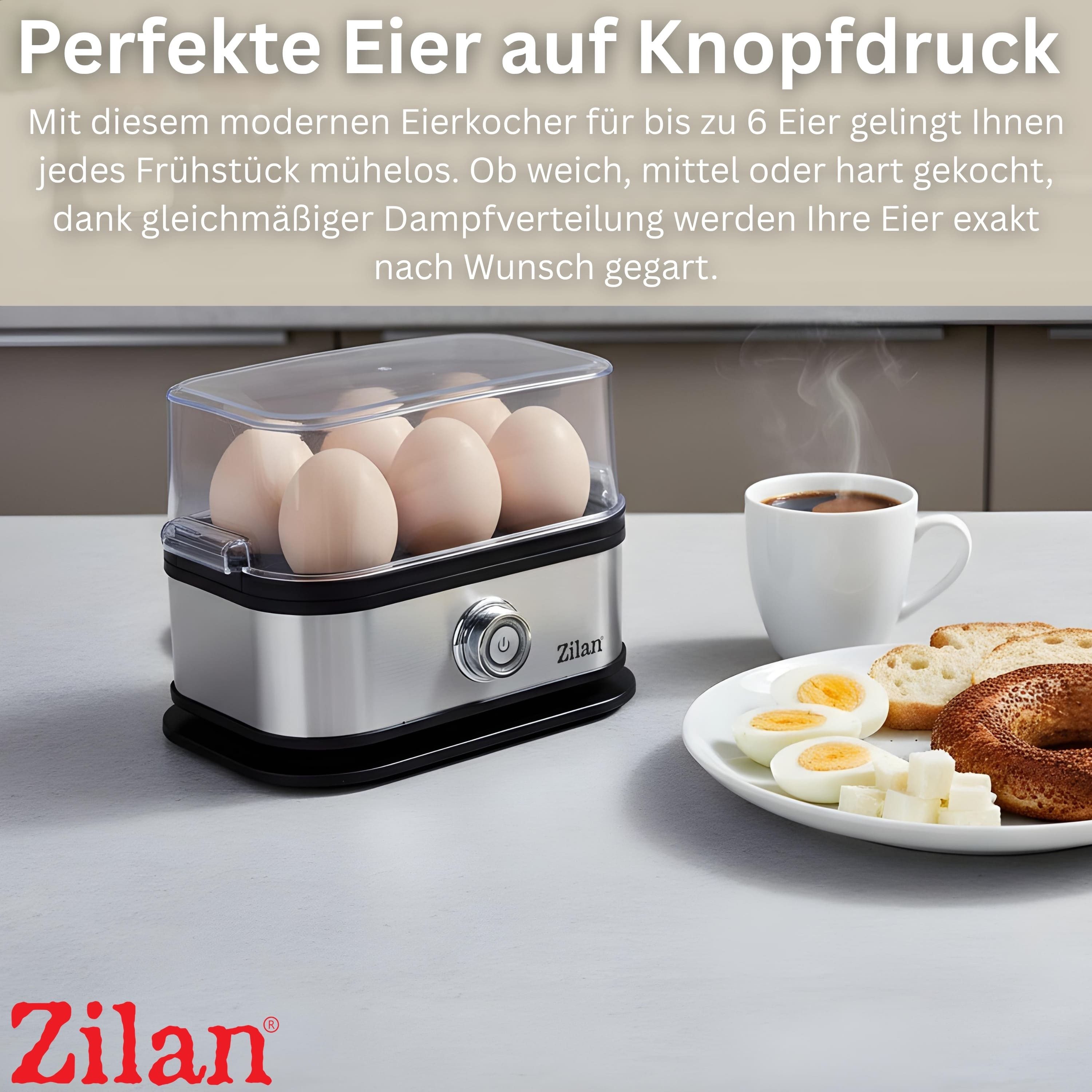Zilan Eierkocher ZLN-4109, Anzahl Eier: 6 St., 200 W, Für bis zu 6 Eier