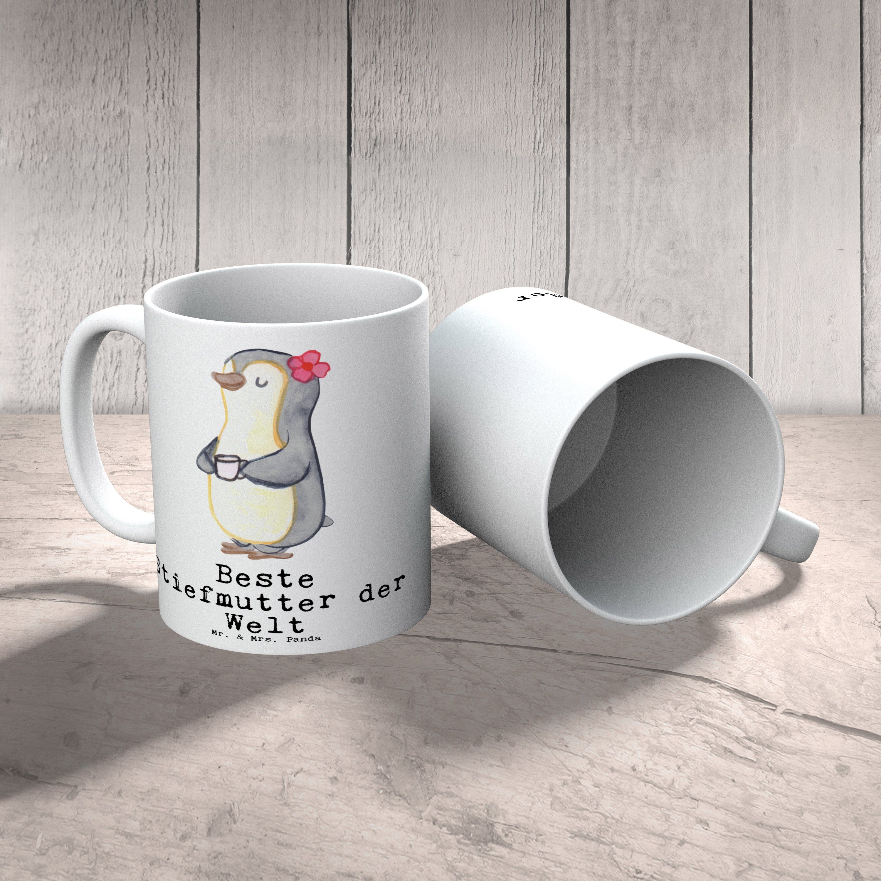 Mr. & Mrs. Panda Pinguin - Weiß Tasse Sohn, Kaffeebecher, Stiefmutter Welt Stief machen, - Danke, Freude für, Bedanken, Beste Becher, der Keramik Geschenk, Dankeschön, Tee, Mutter