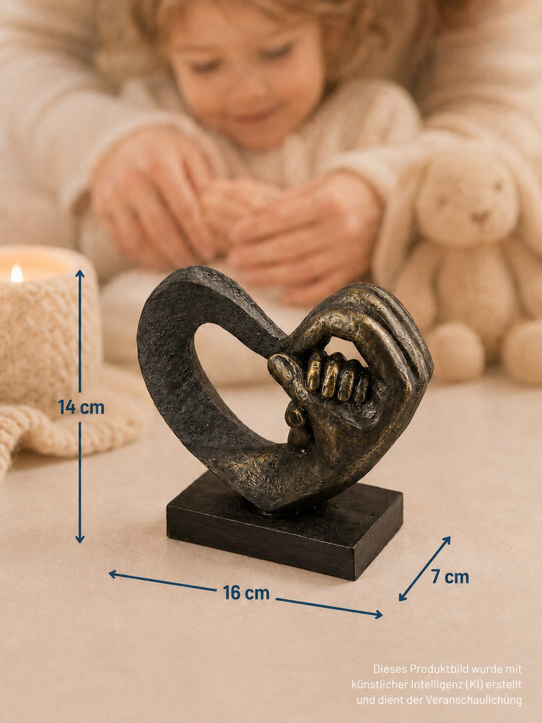 Brillibrum Skulptur Herzfigur mit Kinderhand