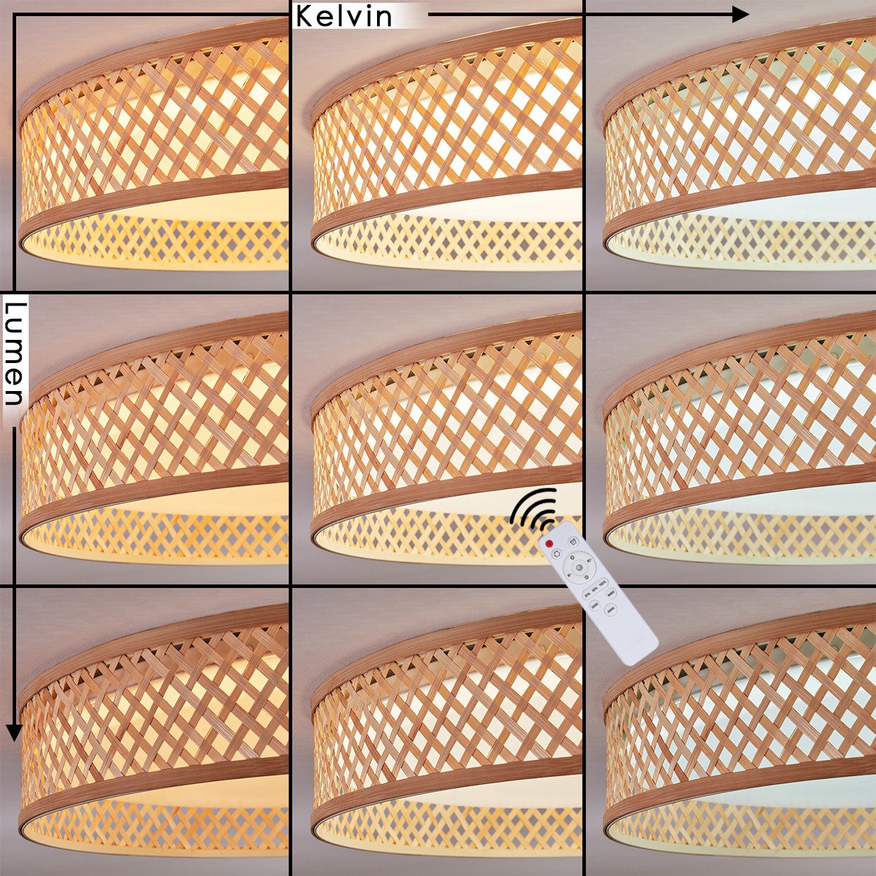 hofstein Deckenleuchte Deckenlampe im Boho-Design aus Metall/Bambus/Kunstst günstig online kaufen