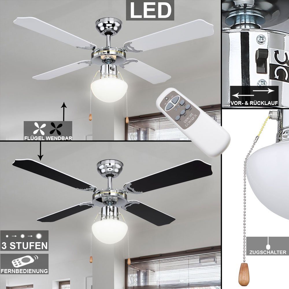 Deckenventilator und etc-shop LED-Licht mit Deckenventilator, Stufen 3 Fernbedienung