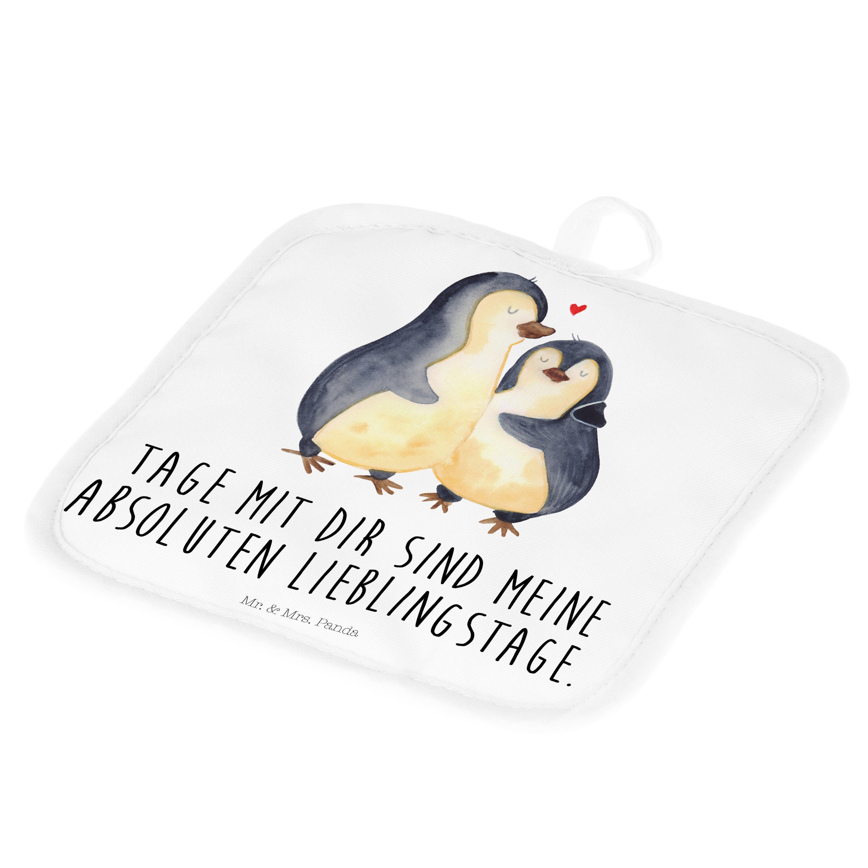 Mr. & Mrs. Panda umarmend Geschenk, Topflappen Topfuntersetzer, Liebe, (1-tlg) Hochzeit, - Weiß - Pinguin