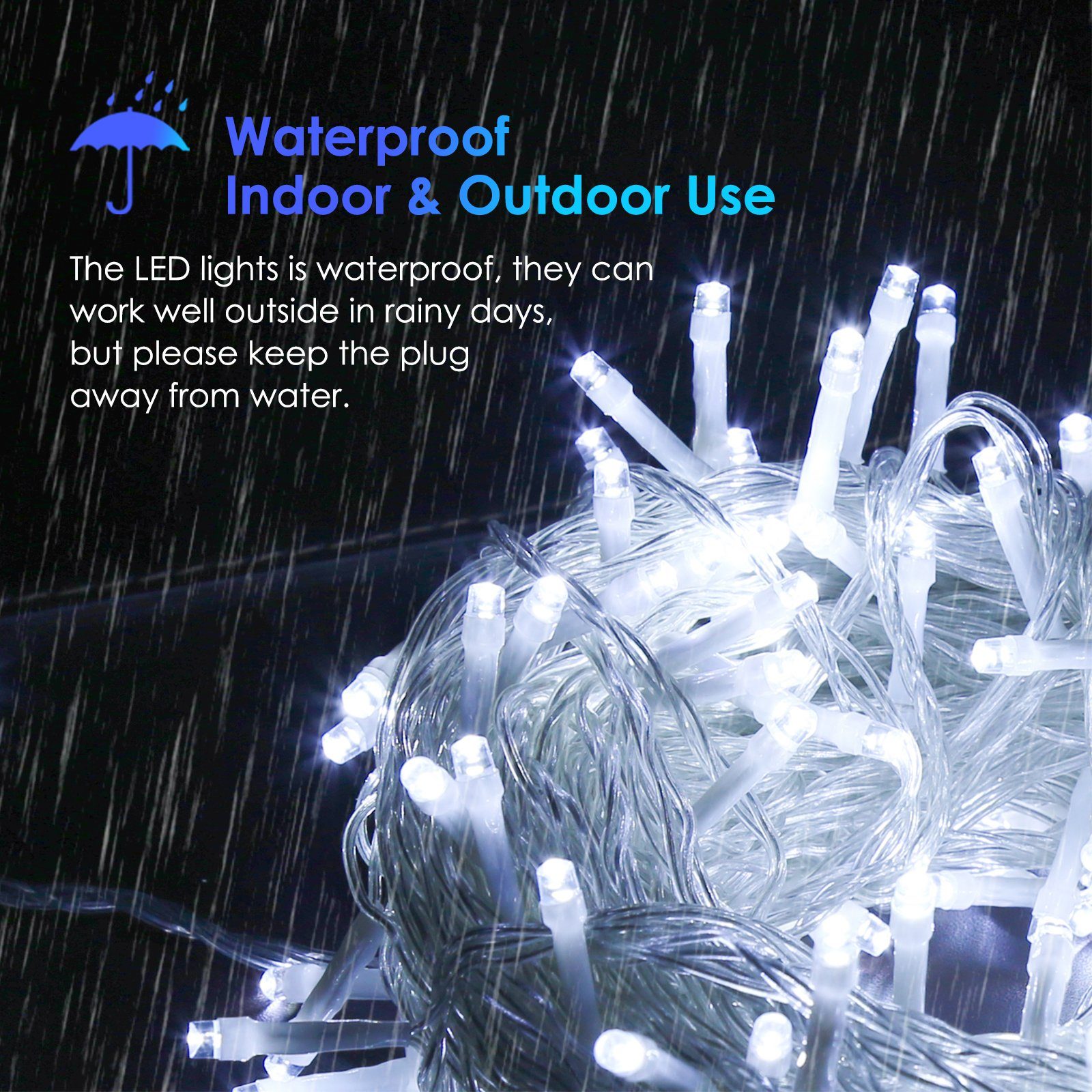 Clanmacy LED-Lichterkette 100 LED,10mm Lichtervorhang 31V Lichterkette Auße günstig online kaufen