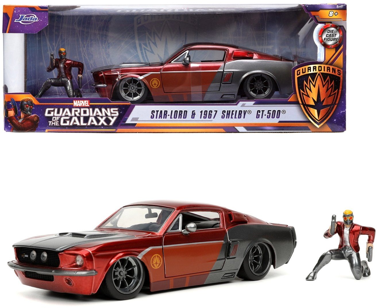 Modellauto Modellauto Marvel Star Lord 1967 Ford Mustang mit Figur 1:24 253225019