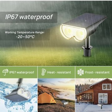 D-IDEAZ LED Gartenleuchte 2 Pack Solar Gartenleuchte Solarlampen für außen IP67 (Mehrfarbig), LED fest integriert, Mehrfarbig, Kaltweiß, Warmweiß, Bodenleuchte, Wandleuchte