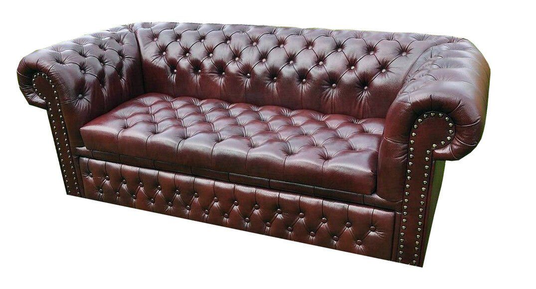 Europe in Sofa Leder JVmoebel 3 Sofort, 100% Chesterfield Sitzer Chesterfield-Sofa mit Couch Made Bettfunktion