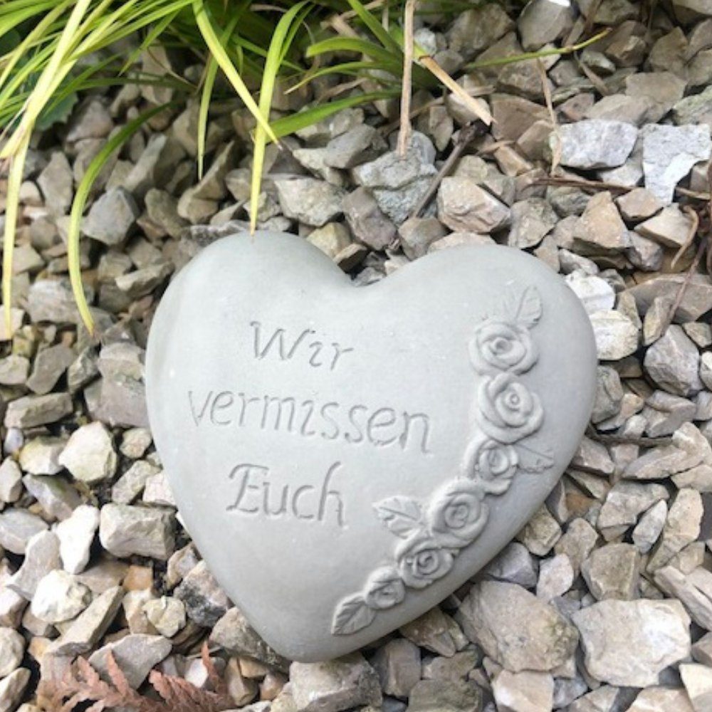 Radami Gartenfigur Grabherz Gedenkstein "Wir vermissen Euch" 10cm