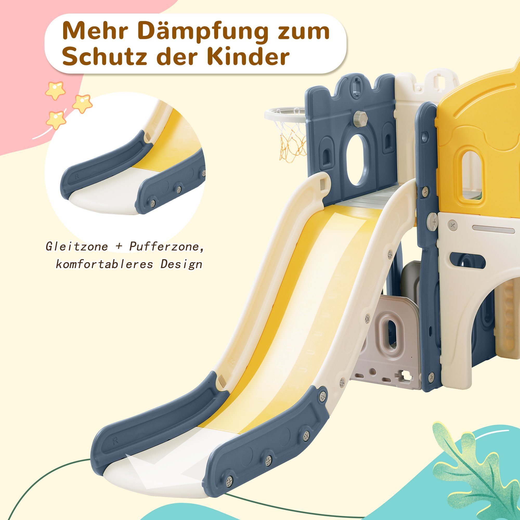 Merax Rutsche für Kinder, 6-in-1 Kinder Spielplatz, Spielrutsche, Spielturm günstig online kaufen