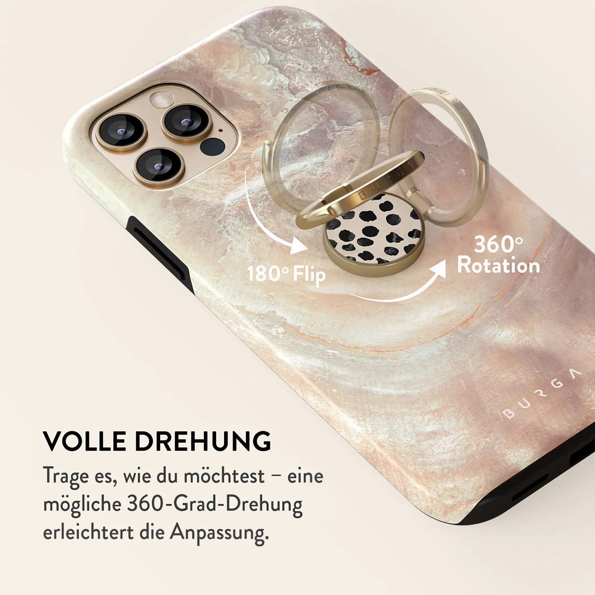 BURGA Popsockets Almond Latte Ring Holder gold