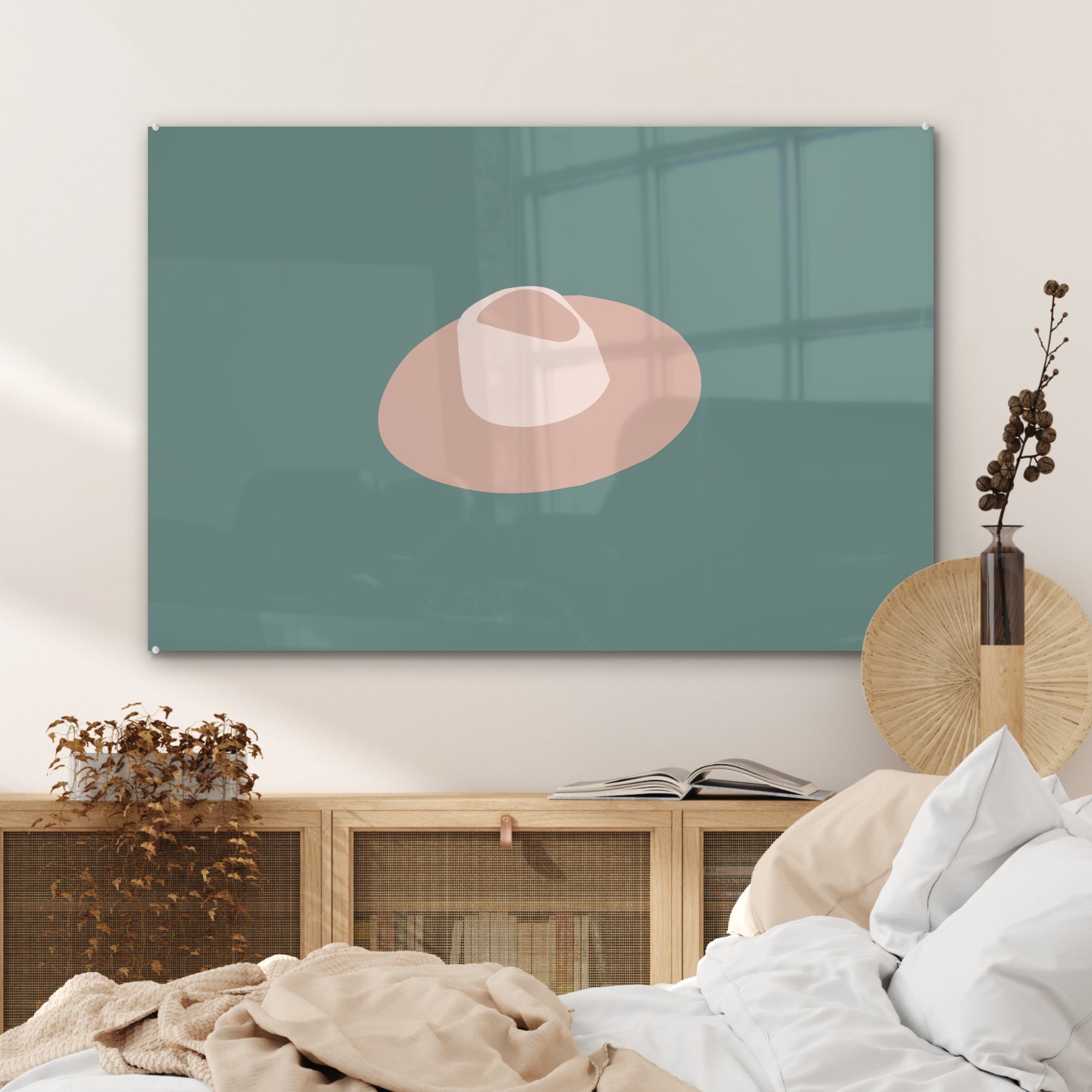 MuchoWow Acrylglasbild - Hut Acrylglasbilder Dunkelblau, - (1 St), Schlafzimmer Wohnzimmer Sommer &