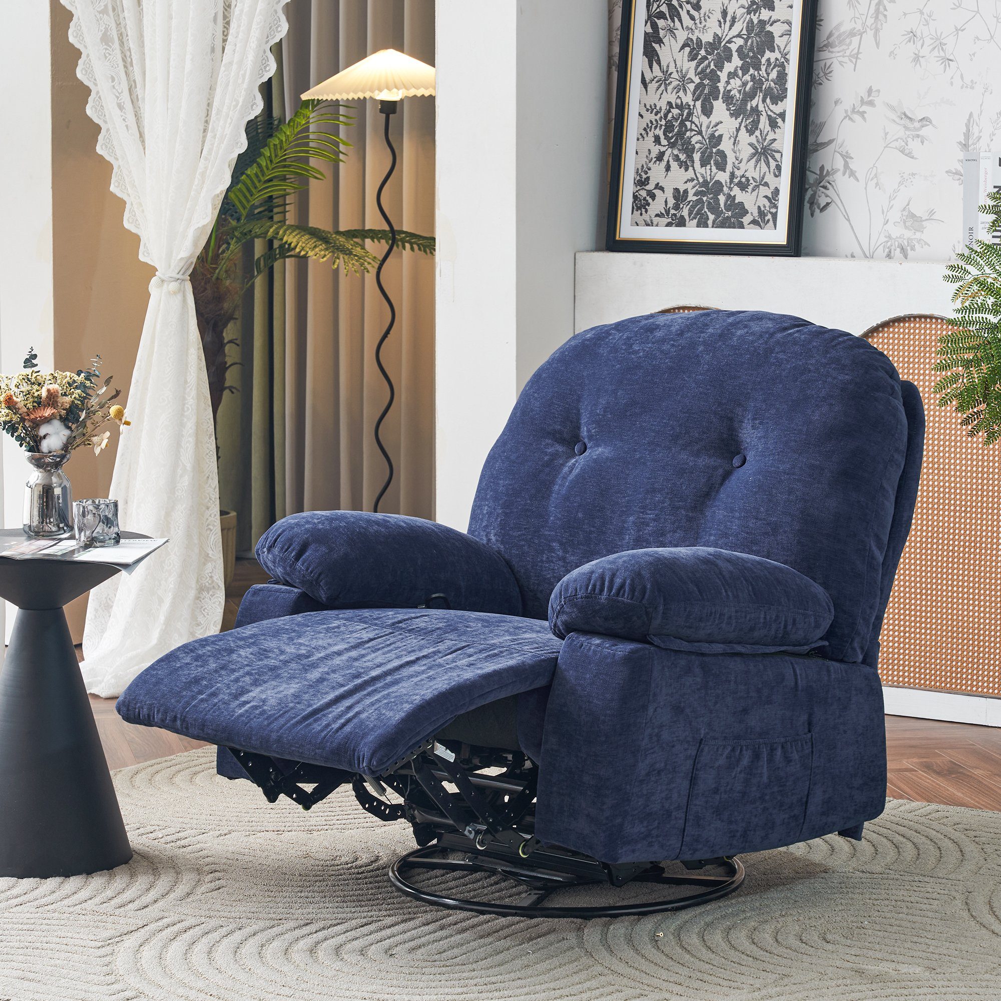 Ulife Sessel TV-Sessel 360°-Drehsessel Massagesessel Relaxsessel Loungesessel, mit 360° Drehfunktion und Timer Blau