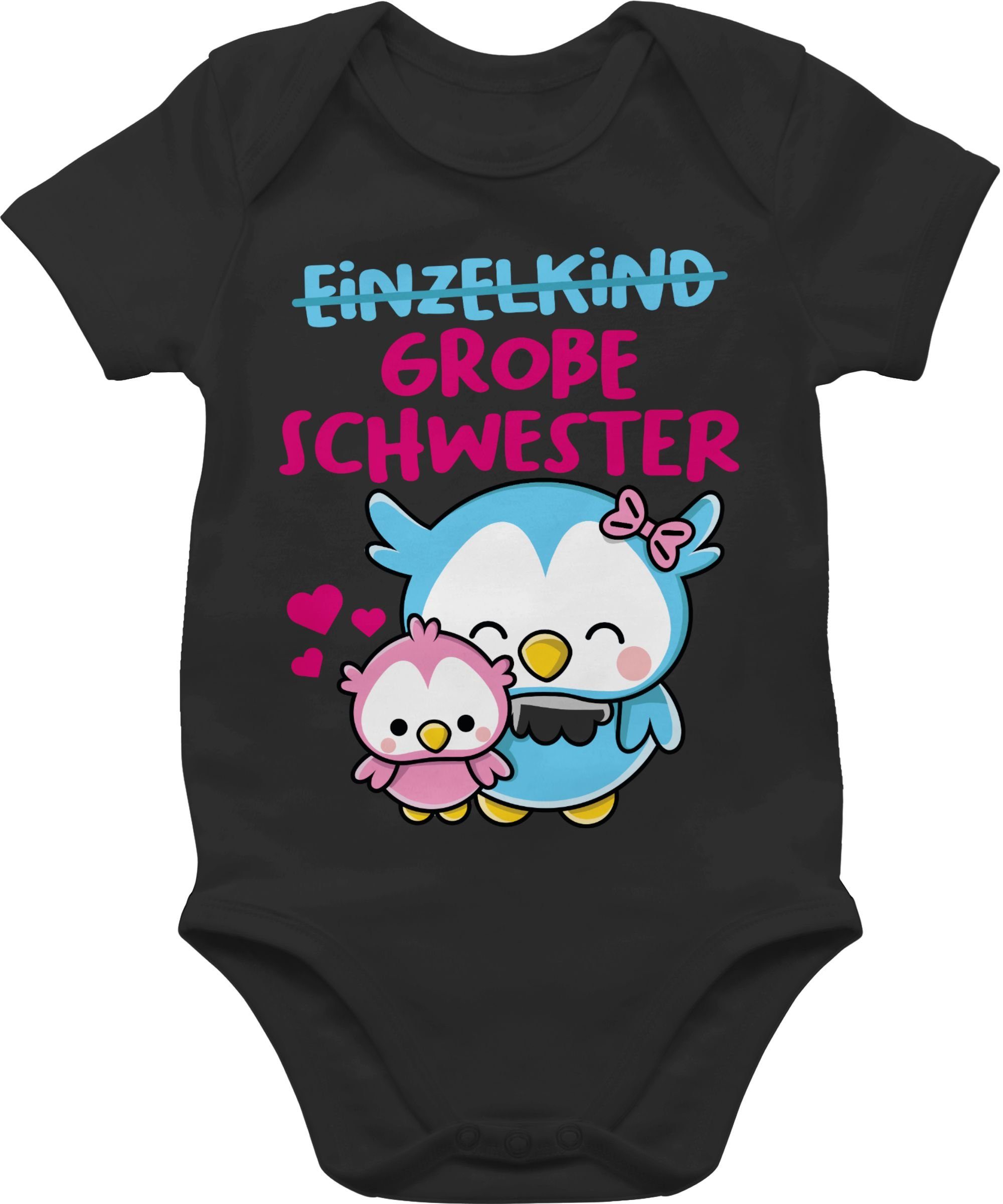 Shirtracer Shirtbody Einzelkind große Schwester mit Eulen Geschwister Bruder und Schwester 1 Schwarz