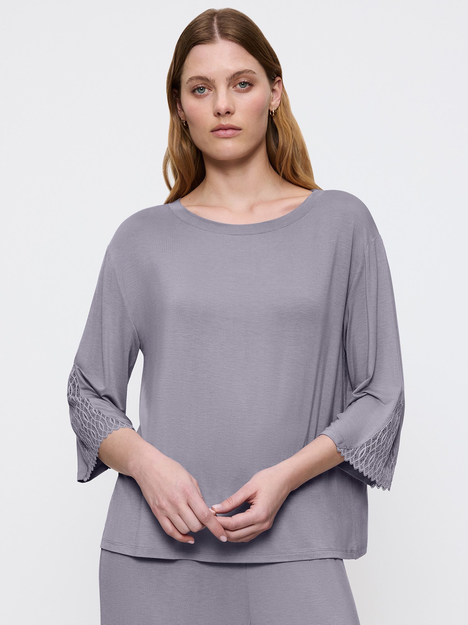 Triumph Longsleeve Aura Spotlight Top 3/4 Ärmel - zarte Spitzeneinsätze - elastisches Modalgewebe