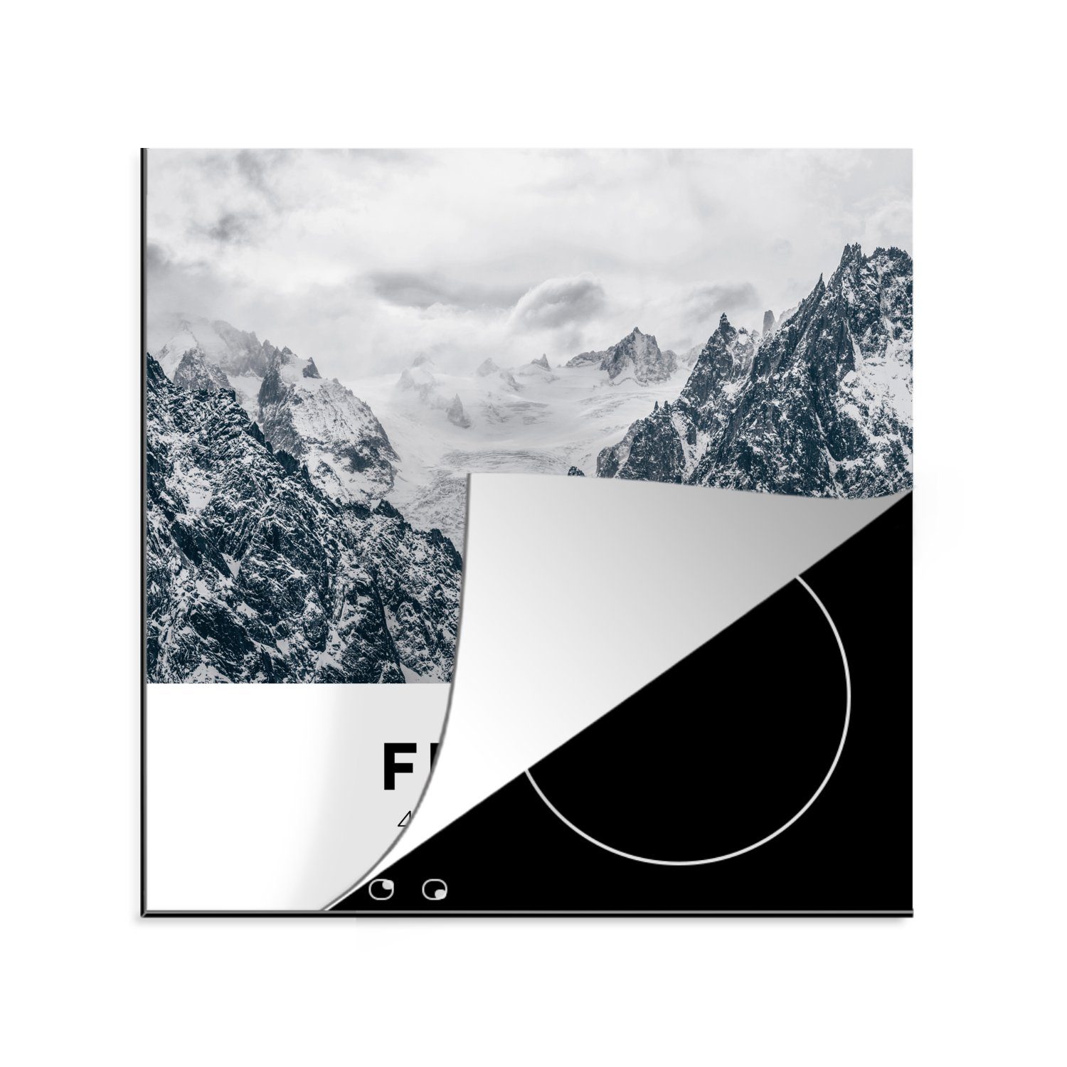 MuchoWow Herdblende-/Abdeckplatte Frankreich - Alpen - Schnee, Vinyl, (1 tlg), 78x78 cm, Ceranfeldabdeckung, Arbeitsplatte für küche