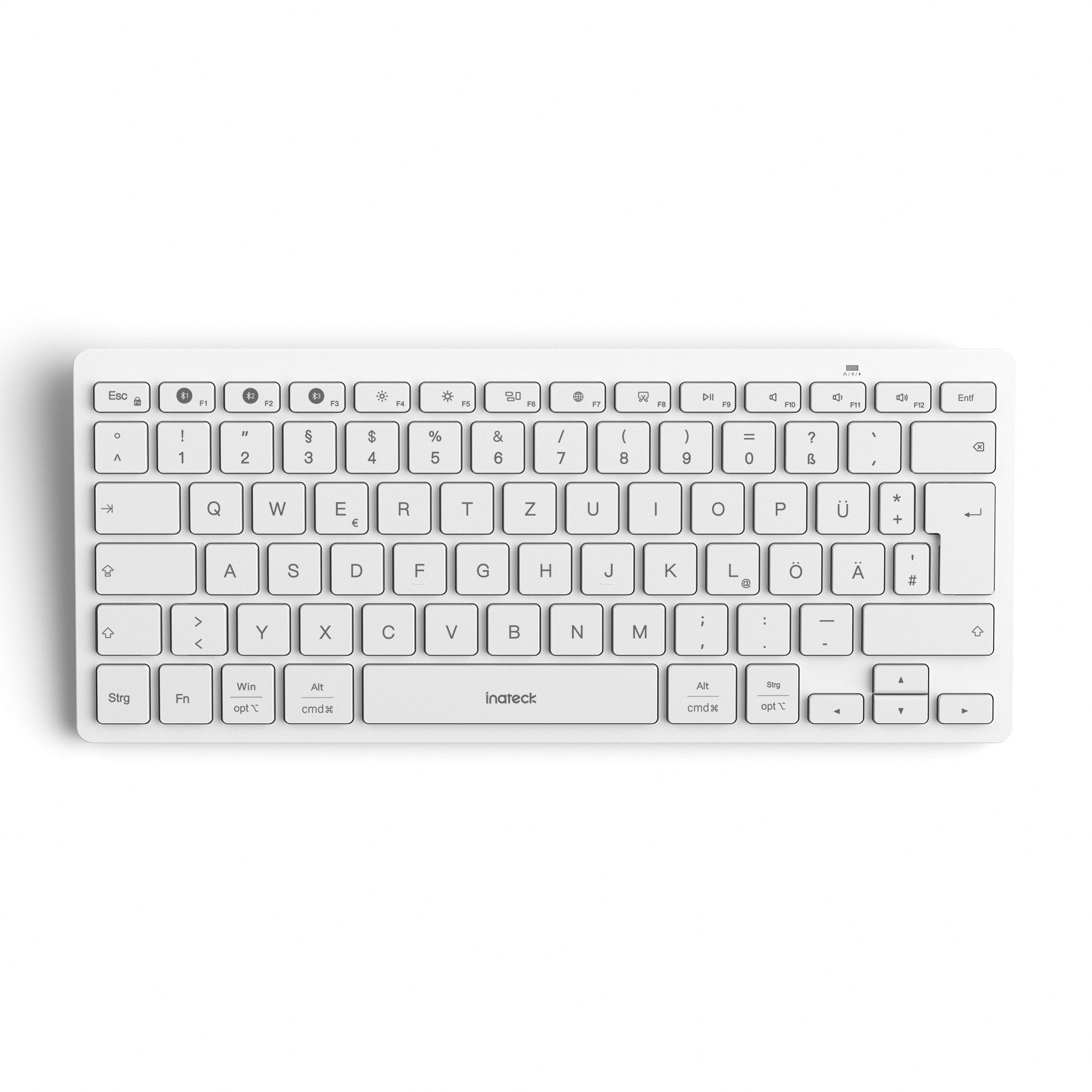 Inateck für iPad Pro/Air/Mini/Windows/Android/IOS, Ergonomisches Design Wireless-Tastatur (Ultraslim, Vergrößerte Tastenkappen, 3 Bluetooth)