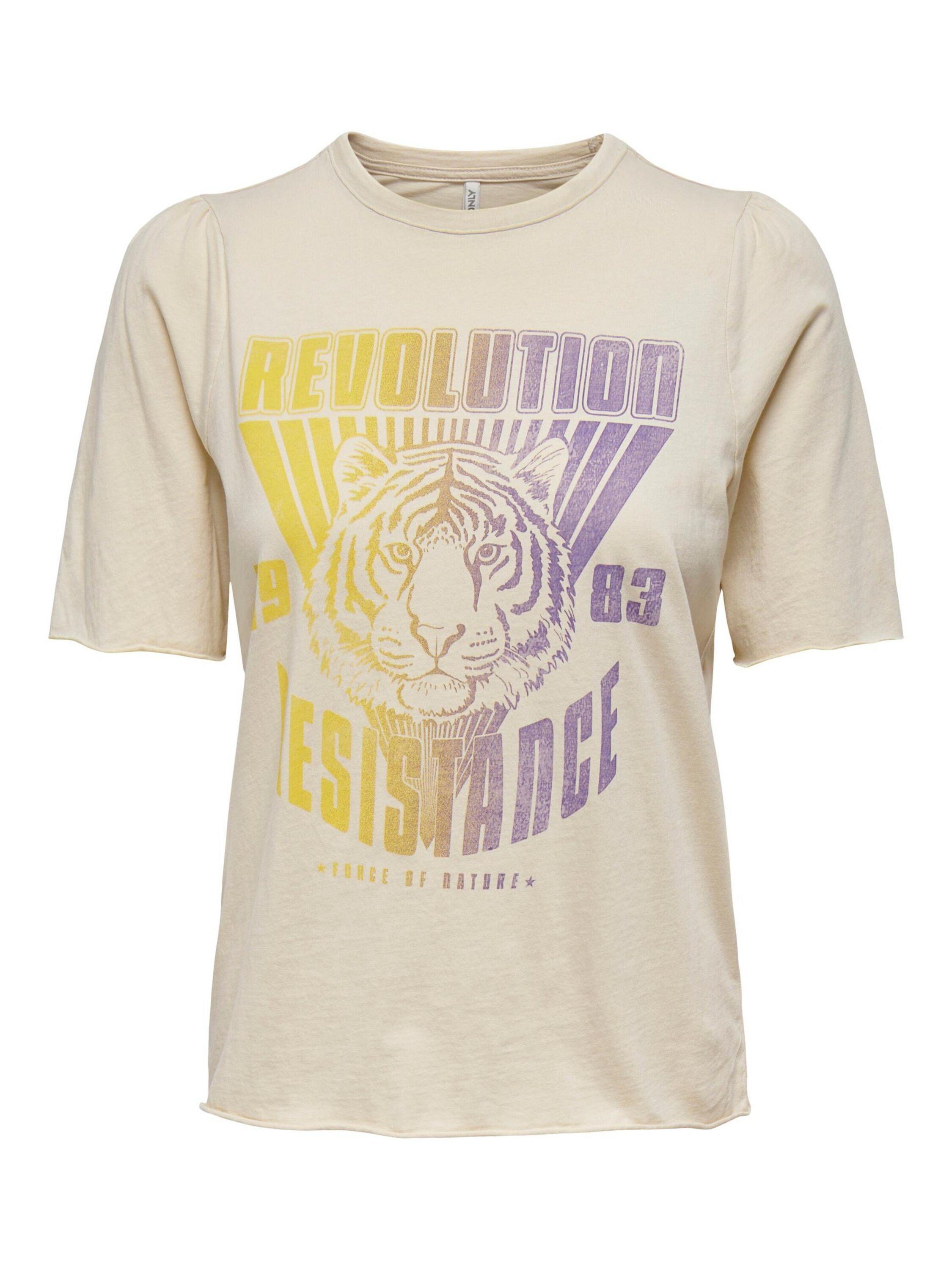 ONLY T Shirt 1 tlg Drapiert gerafft Abgesteppter Saum Kante