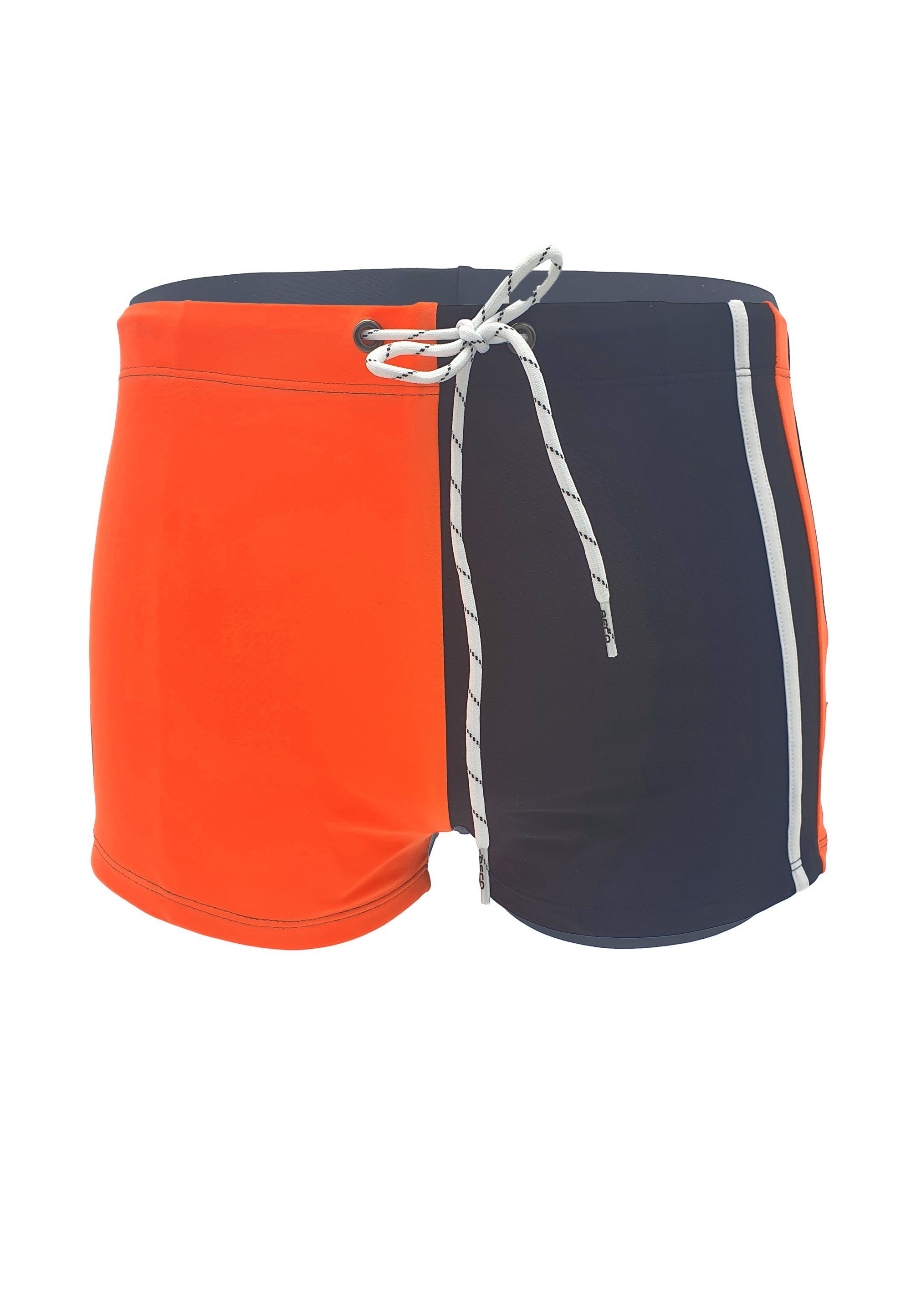 Beco Beermann Badehose BEaktive (1-St) in zweifarbigem Design mit elastischem Bund schwarz, orange