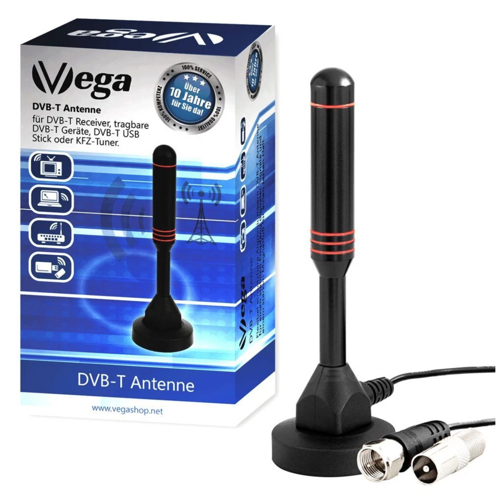 Vivitar VSG24 DVB-T2 HD Antenne mit 20 dBi Усилители Aktive TV Antenne SAT-Antenne (für digitalen Empfang Mit 3 m Koaxialkabel, USB & Magnetfuß)