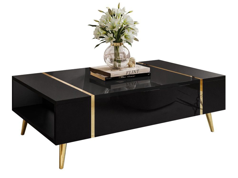 Couchtisch DIAMANT GOLD Sofatisch Hochglanz, Stauraum, goldene Beine, in 3 Farben