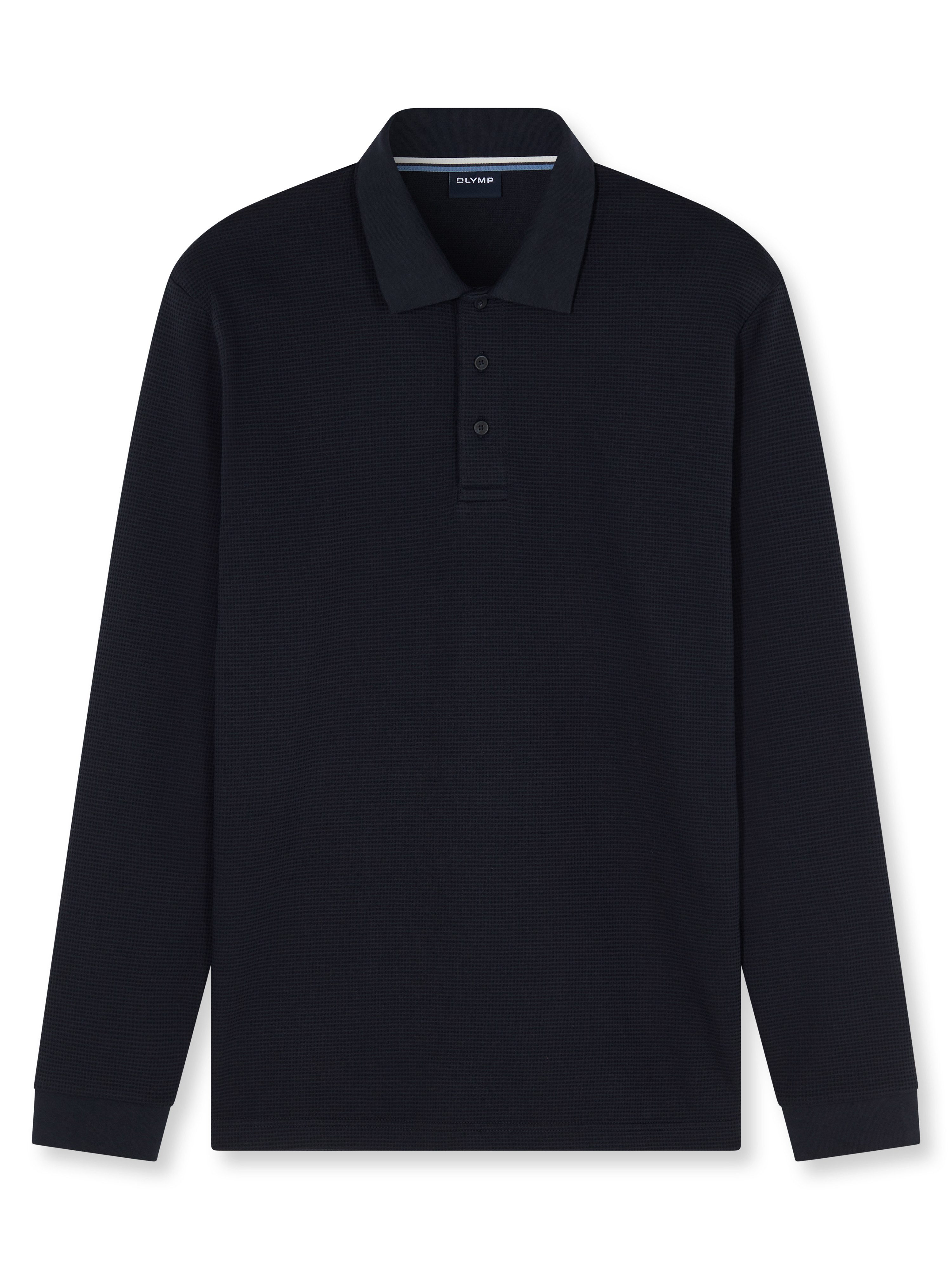 OLYMP Langarm-Poloshirt Casual in Waffel-Struktur, regular fit