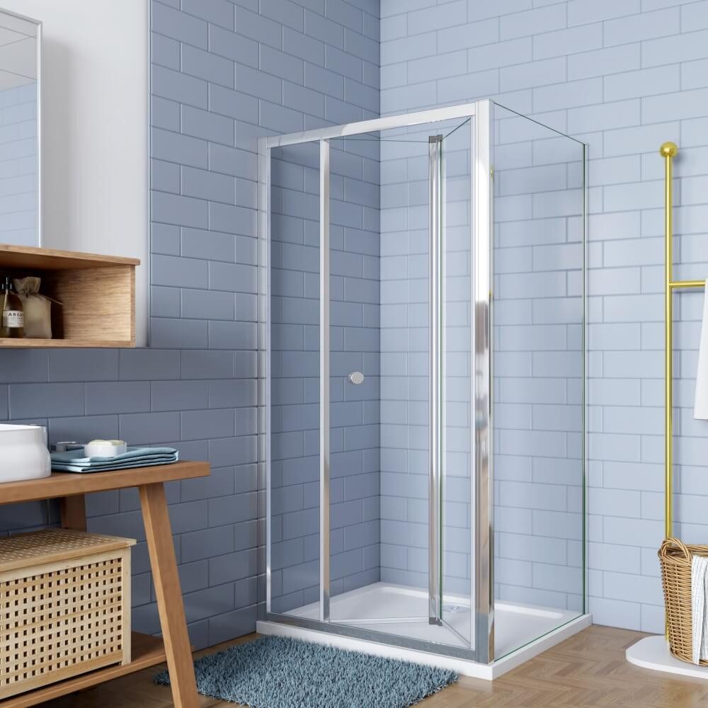 Duschparadies Eckdusche H:185cm 5mm ESG mit Seitenwand Pendeltür Falttür Du günstig online kaufen