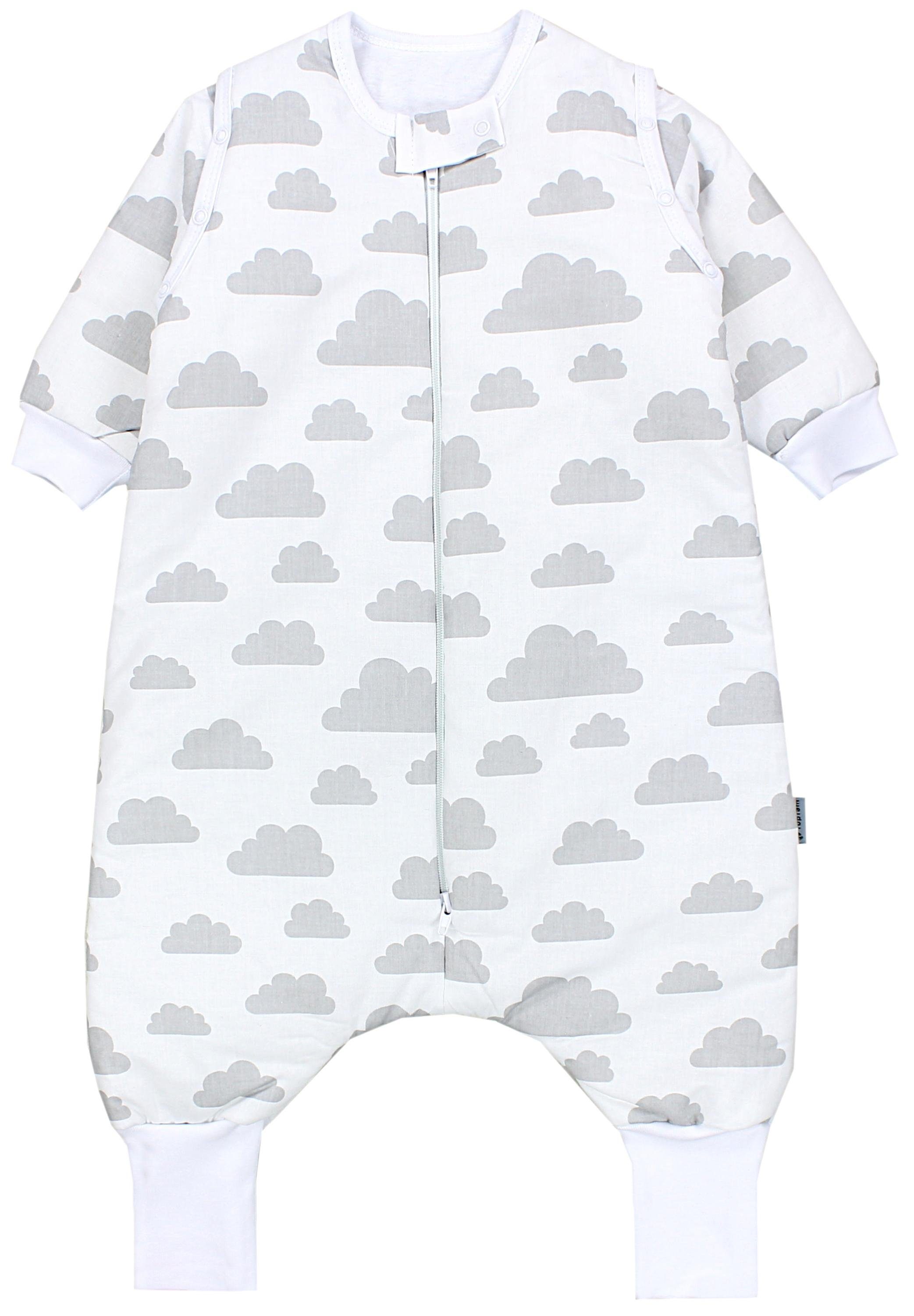 TupTam Babyschlafsack mit Armen und Beinen Winterschlafsack OEKO-TEX zertifiziert, Unisex Wolken Grau