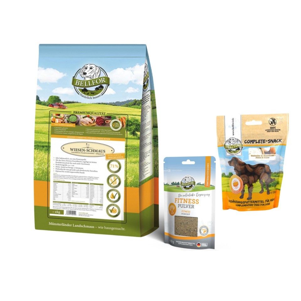 Bellfor Bellfor Sparset für Windhunde: Wiesen-Schmaus 4 kg + Gelenke und Knoch, für: Hunde