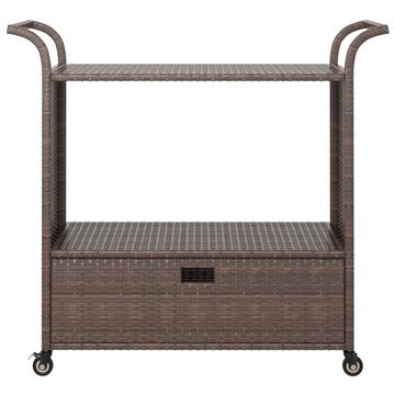 vidaXL Küchenwagen Barwagen mit Schublade Braun 100x45x97 cm Poly Rattan